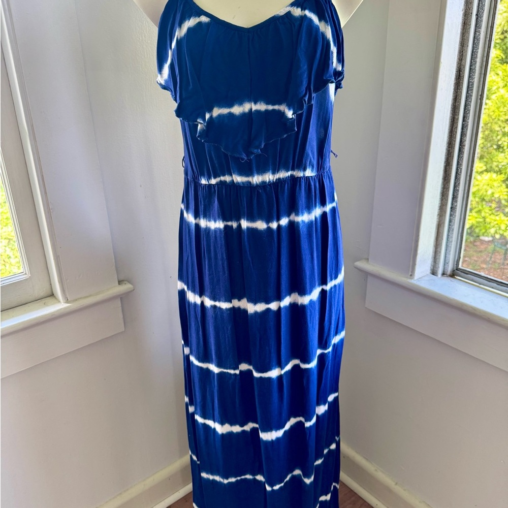🩶BCX Navy and White Striped Maxi Dress